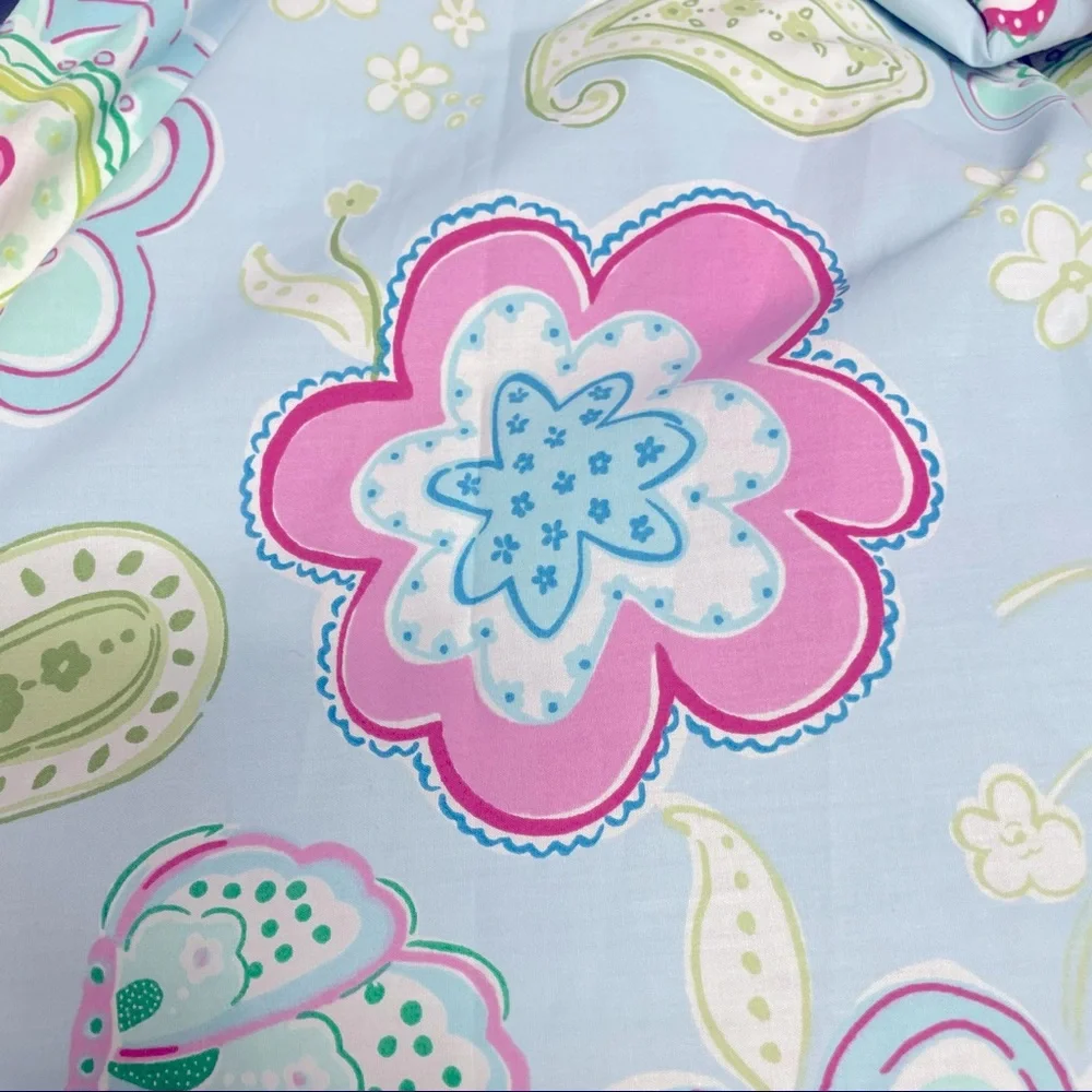 Pottery Barn Kids Floral Paisley Duvet Cover in Light Blue, Pink & Green